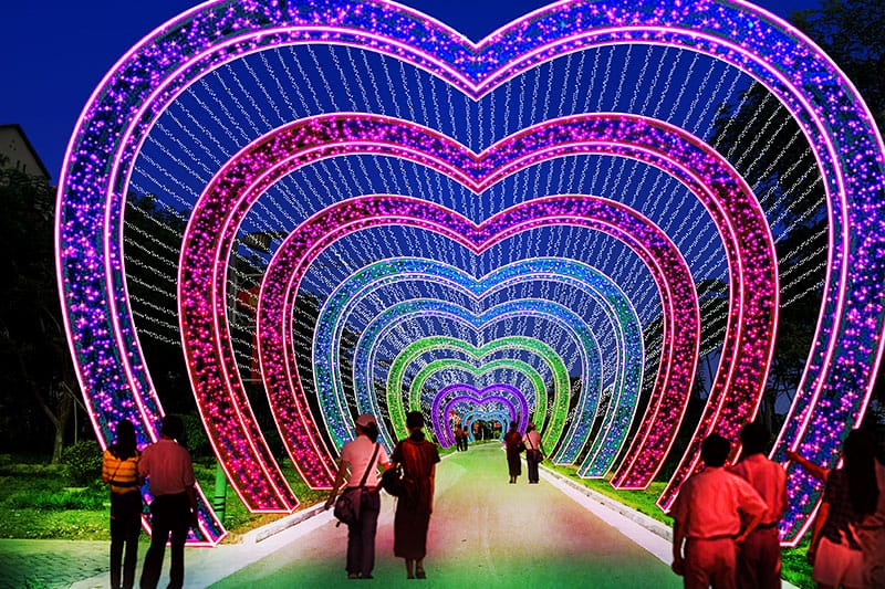 桃心爱心彩灯通路